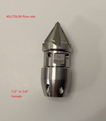 3/8''Female Sewer Jetter Nozzle for 40 L/Min Pressure Washer - Stainless Steel, Quickly Rotating for Municipal Drain Pipe Cleaning